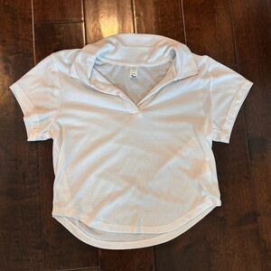 White Ribbed Collared Shirt